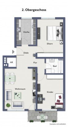 Grundriss 3,5 Zimmer mit Balkon im Herzen von Schmachtendorf