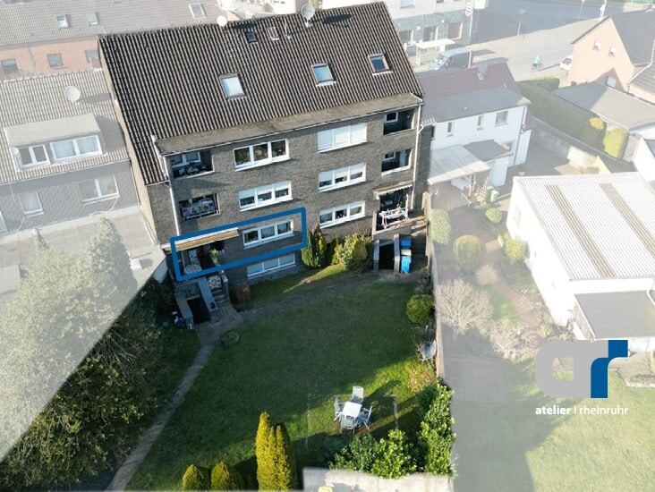 R�ckseite Oberhausen Erdgeschosswohnung Attraktive Kapitalanlage oder Eigennutzung in Oberhausen-Schwarze Heide: sch�ne 3,5 Zimmer-Wohnung mit Balkon