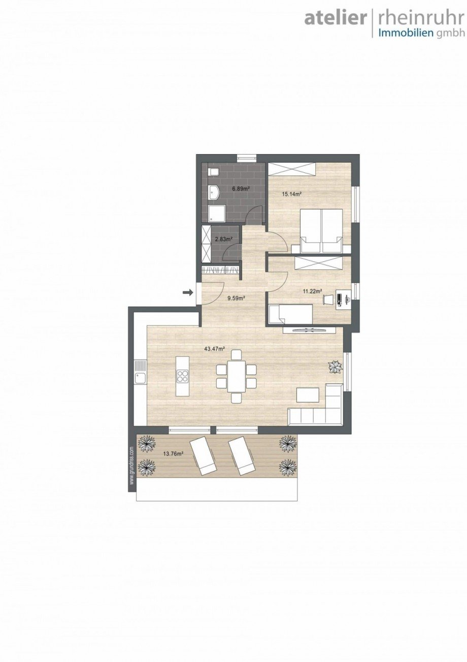 Grundriss 2.OG links Etagenwohnung Oberhausen