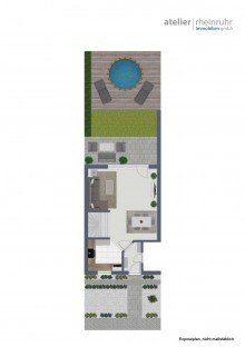 Grundriss Erdgeschoss Alt-Marl: Exklusives Reihenendhaus mit Pool