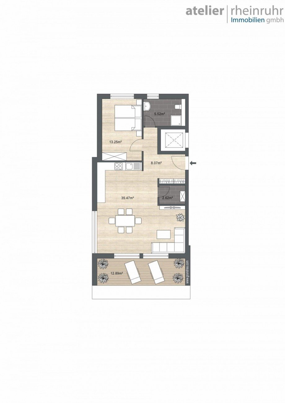 Grundriss 2.OG rechts Etagenwohnung Oberhausen