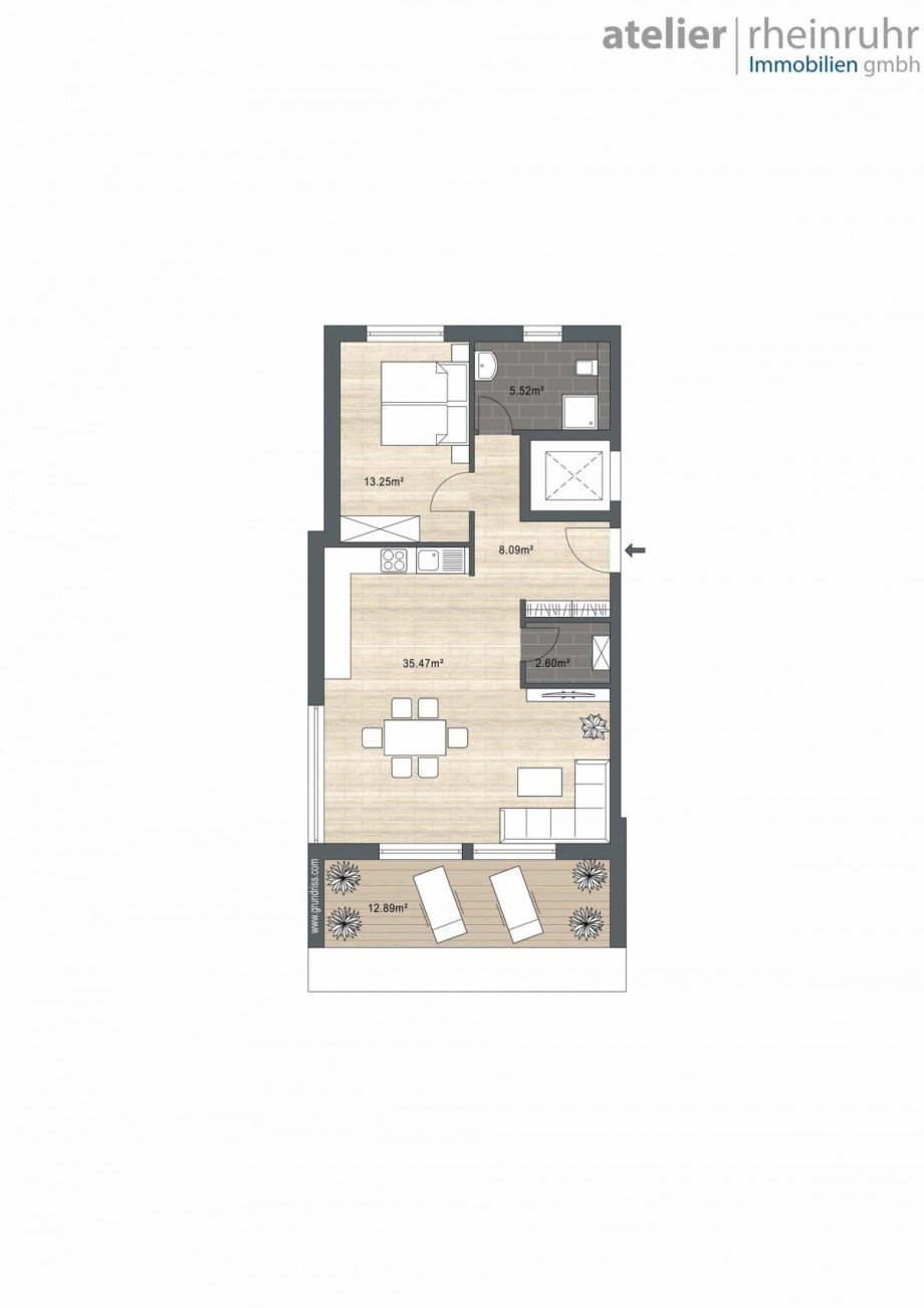 Grundriss 1.OG rechts Etagenwohnung Oberhausen