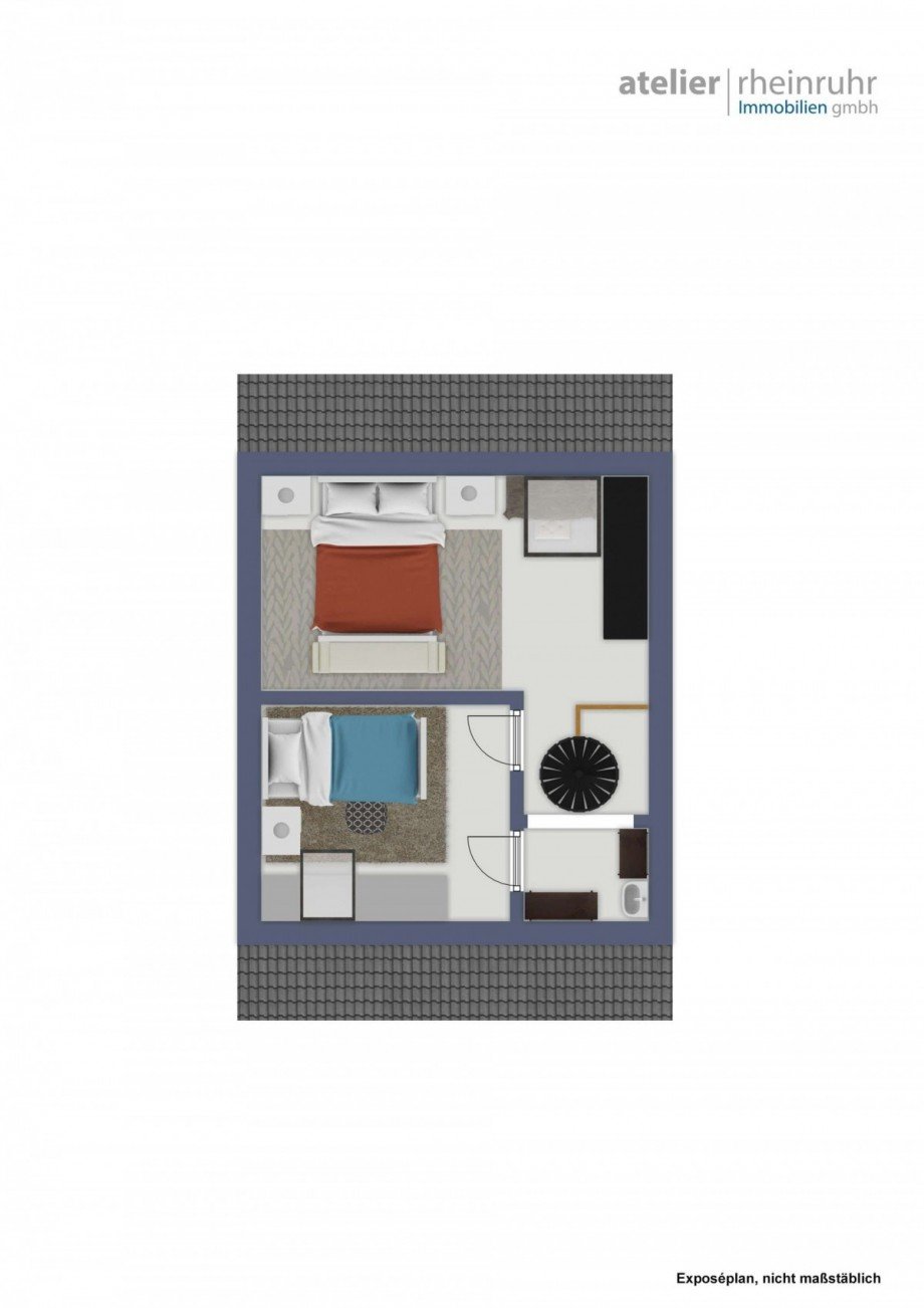 Grundriss Dachgeschoss Reihenendhaus Voerde (Niederrhein)