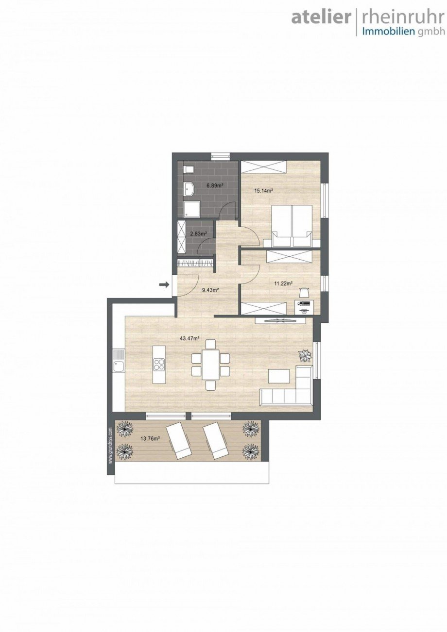 Grundriss 1.OG links Etagenwohnung Oberhausen
