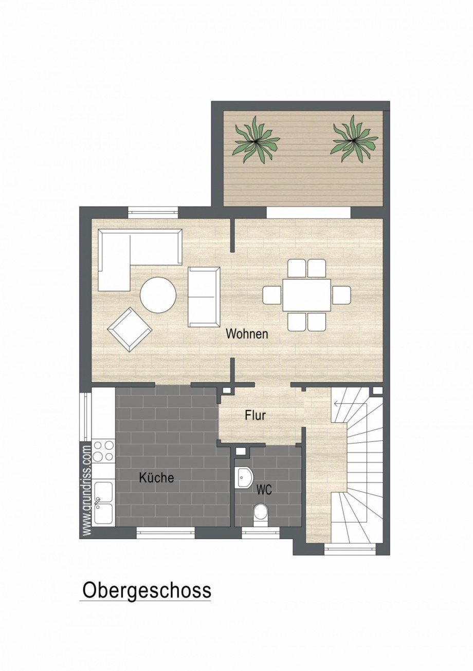 Grundriss Obergeschoss Reihenendhaus Oberhausen