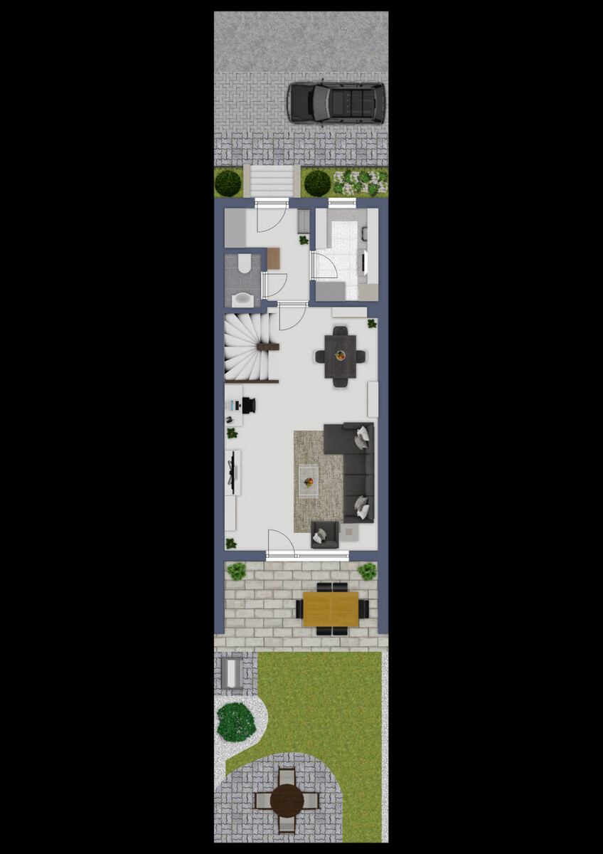 Grundriss Erdgeschoss Reihenmittelhaus Oberhausen
