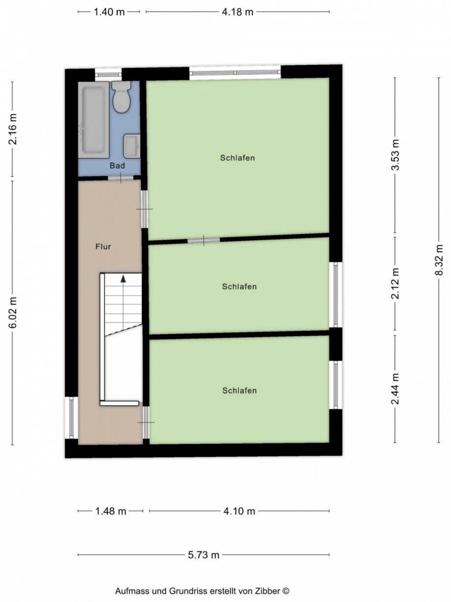 Grundriss Hinterhaus rechts OG Mehrfamilienhaus Oberhausen