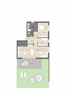 Grundriss Erdgeschoss links Leben in K�nigshardt: Erdgeschosswohnung mit eigenem Garten