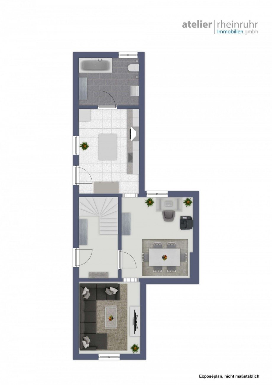 Grundriss Erdgeschoss Maisonettewohnung Duisburg