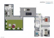 Grundriss OG und Garten EG Moderne Maisonette-Wohnung mit Traumgarten in OB-K�nigshardt