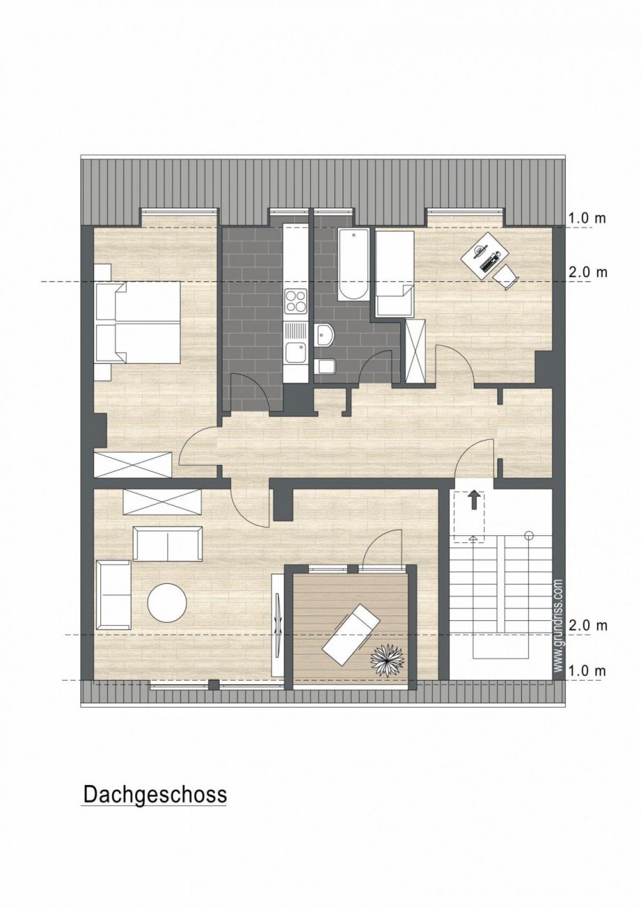 Grundriss Dachgeschosswohnung Oberhausen