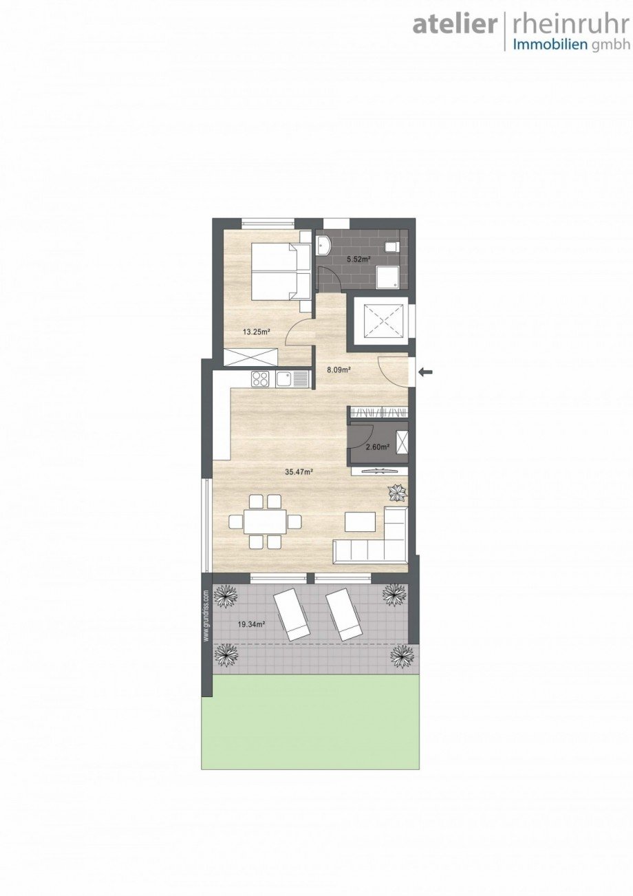 Grundriss EG rechts Erdgeschosswohnung Oberhausen