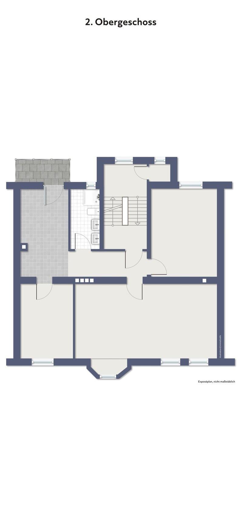 Grundriss 2. OG Mehrfamilienhaus Oberhausen
