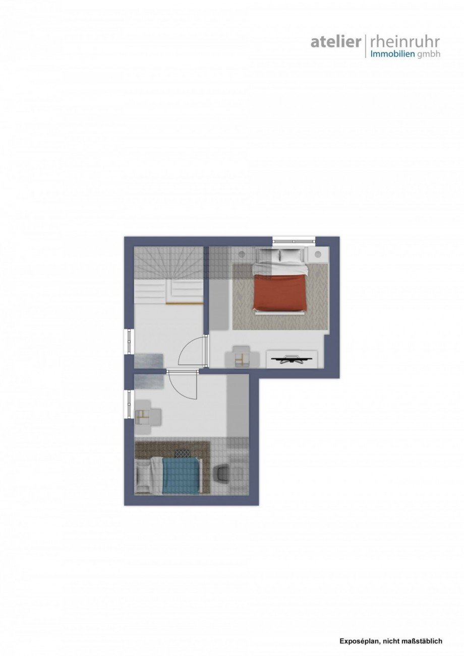 Grundriss Dachgeschoss Maisonettewohnung Duisburg